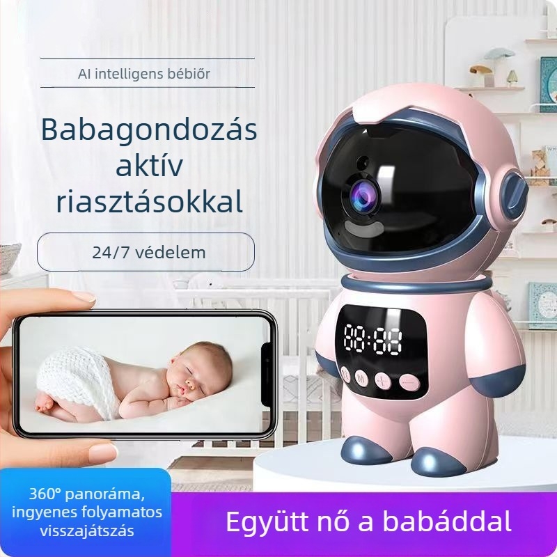 Space Robot Monitor – Vezeték nélküli Wi‑Fi kamera 360°-os panoráma éjjellátással és interkommal otthoni használatra