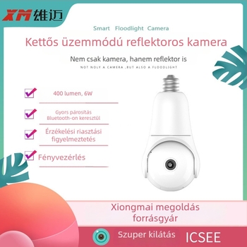 Vezeték nélküli WiFi világító kamera, 4MP, kettős világítással, panorámaképpel, Bluetooth gyors párosítás a többfunkciós megfigyeléshez