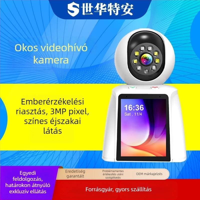 Video baba- és idősellátó monitor, érintéses hívás, kétirányú audió, HD videó megfigyelés, éjszakai látás