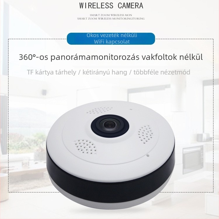 360° panorámás vezeték nélküli HD belső biztonsági kamera otthonra, üzletekbe és kiadó ingatlanok megfigyelésére