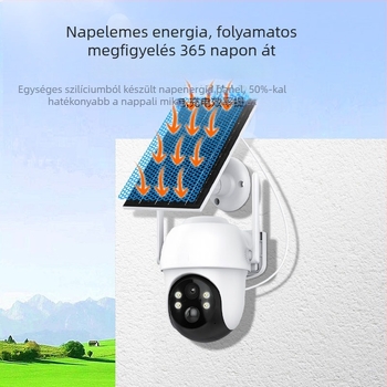 Napelemes házmegfigyelő kamera 360° panorámával, kültéri, vezeték nélküli éjjellátás HD, mobil távoli hozzáférés