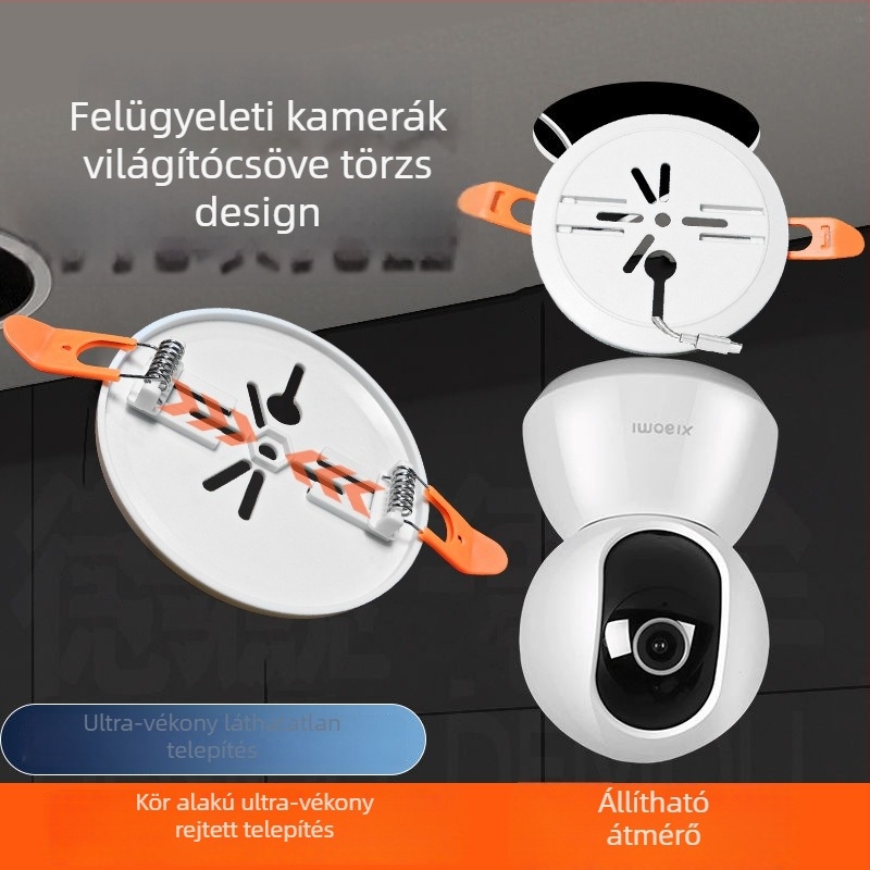 Mennyezeti downlight lyuk szerelő tartó Xiaomi kamera számára, ABS anyag, 360° forgás, falra szerelhető