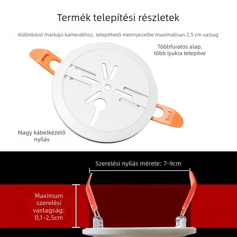 Mennyezeti downlight lyuk szerelő tartó Xiaomi kamera számára, ABS anyag, 360° forgás, falra szerelhető