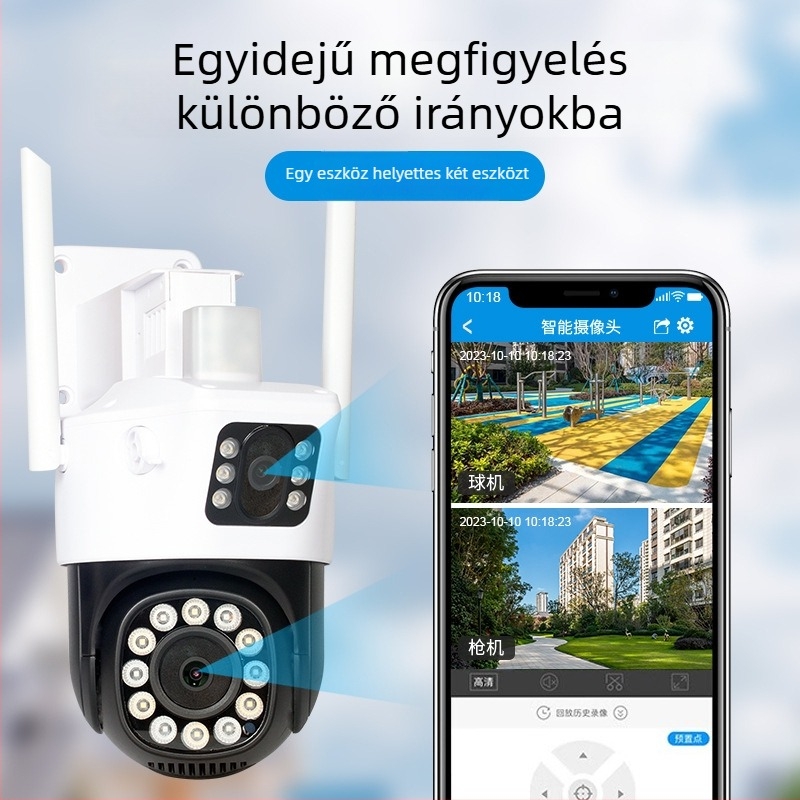 4G kültéri vízálló megfigyelő kamera távoli Wi‑Fi-vel, teljes színű kettős nézet és gömbcsuklós kapcsolódás