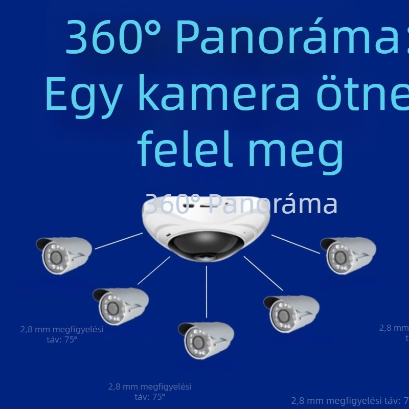 JWEI GW-0630w 360° panorámás mennyezeti kamera beltérre, 1080P HD, éjjellátás, riasztás és értesítés, mobilalkalmazás-támogatás