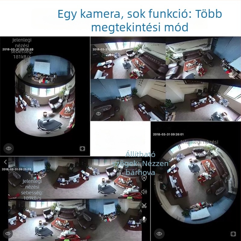 JWEI GW-0630w 360° panorámás mennyezeti kamera beltérre, 1080P HD, éjjellátás, riasztás és értesítés, mobilalkalmazás-támogatás