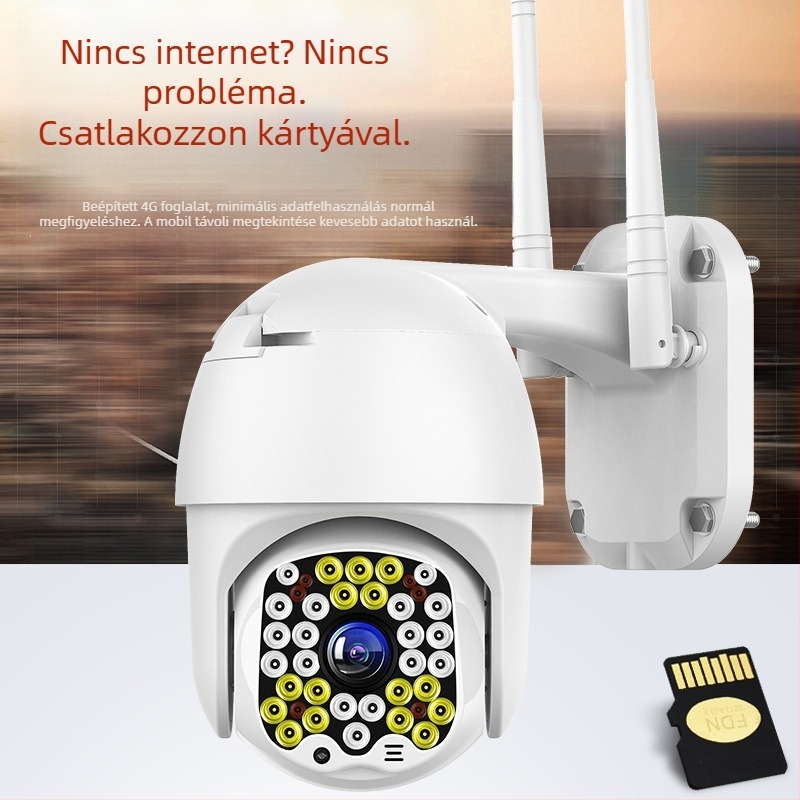Kültéri otthoni megfigyelő kamera, 360°-os lefedettség, távoli kapcsolódás a mobiltelefonhoz, 4G vezeték nélküli HD éjjellátó megfigyelő