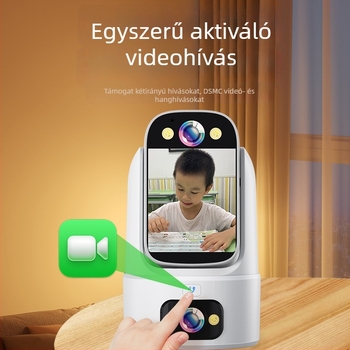 360°-os vizuális kamera otthoni megfigyelésre és idős- és gyermekgondozásra, távoli egyérintéses hívás, babamonitor.