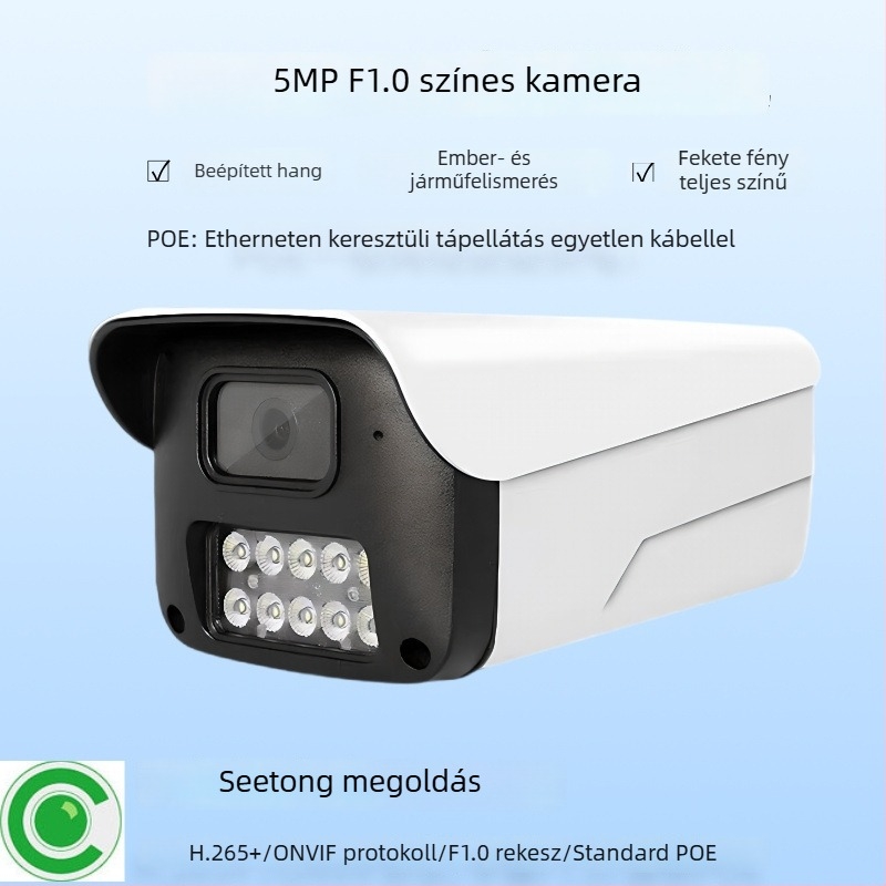 5MP IP kamera F1.0, teljes színű HD, kültéri POE hálózati kamera