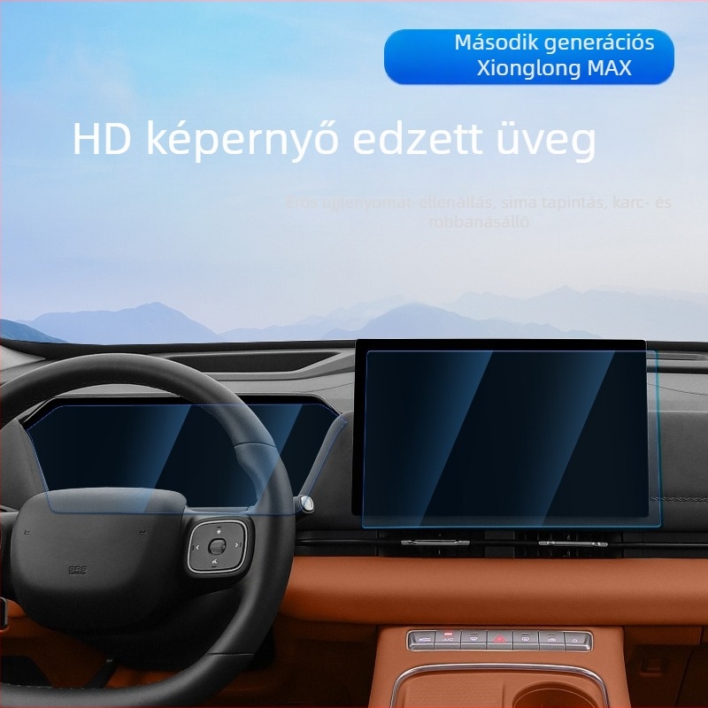 Haval Xiaolong Max II középső navigációs kijelzőjéhez edzett üvegvédő fólia – egy darabból álló kialakítás, ujjlenyomat-mentes, belső védő fólia