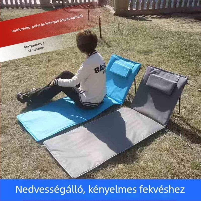 Strandmatrac kemping matrac, vastag, összecsukható háttámlával, hordozható, 1 személyes