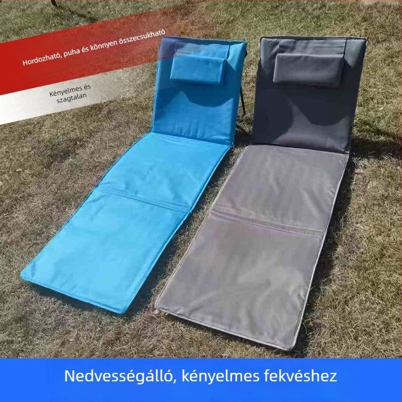 Strandmatrac kemping matrac, vastag, összecsukható háttámlával, hordozható, 1 személyes
