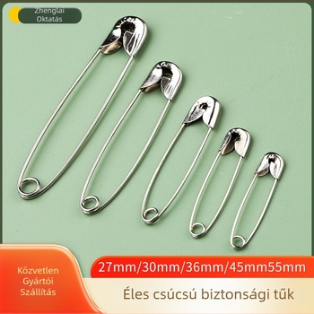 Fém biztonsági tű ruházathoz, régimódi ívelt csat