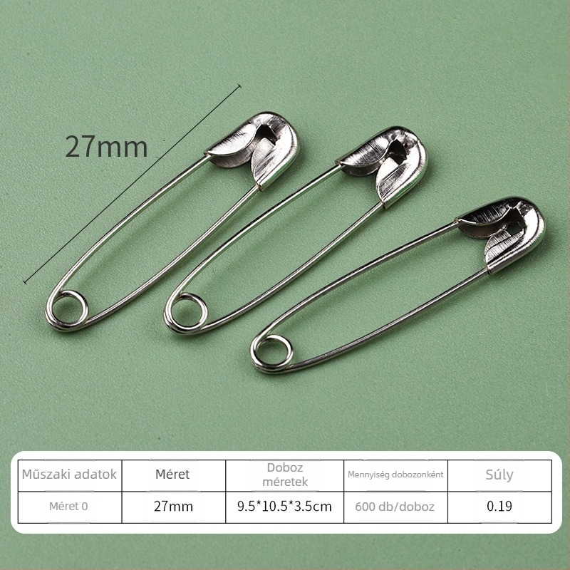 Fém biztonsági tű ruházathoz, régimódi ívelt csat