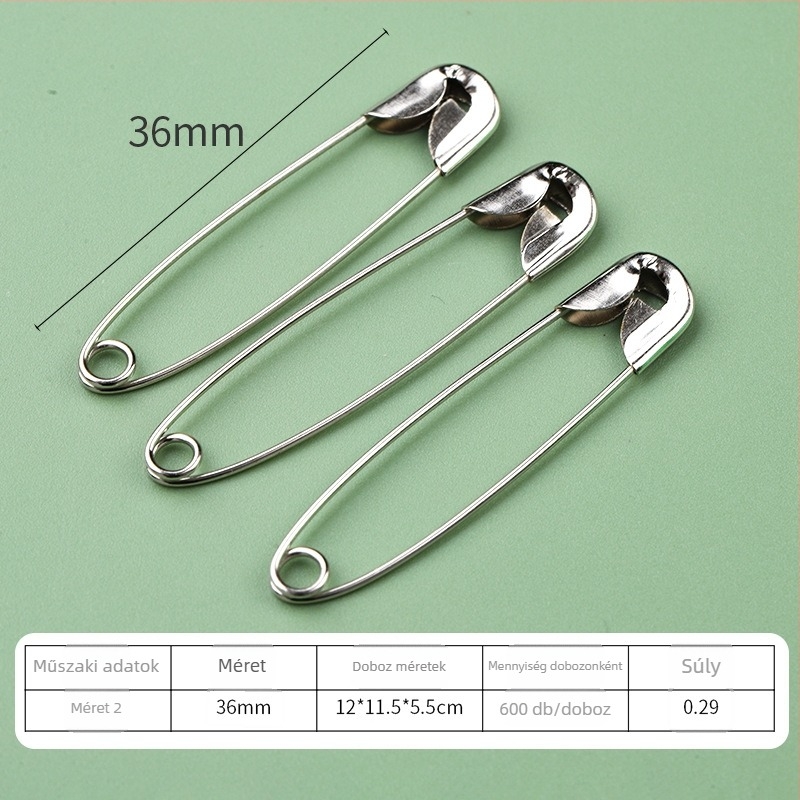Fém biztonsági tű ruházathoz, régimódi ívelt csat