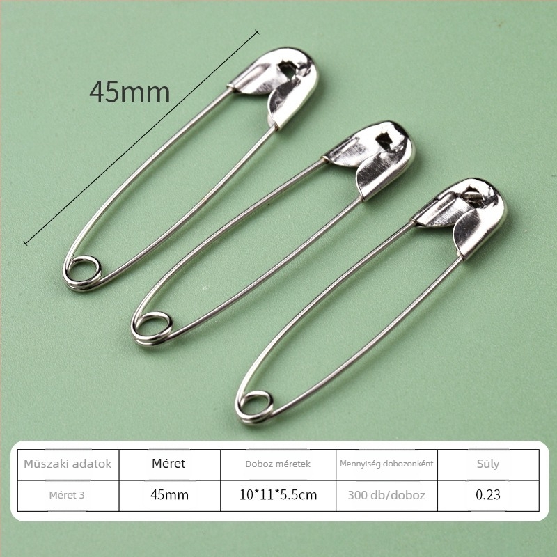 Fém biztonsági tű ruházathoz, régimódi ívelt csat