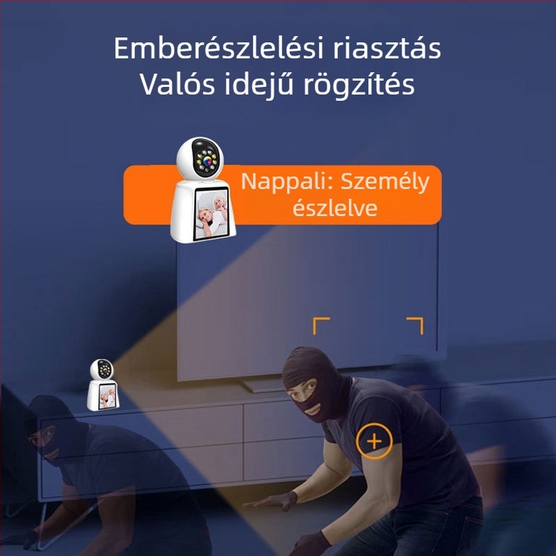 Vezeték nélküli Wi-Fi megfigyelő kamera egyetlen kattintásos videóhívással, kétirányú vizuális interkom, humanoid felvétel és automatikus járőrözés