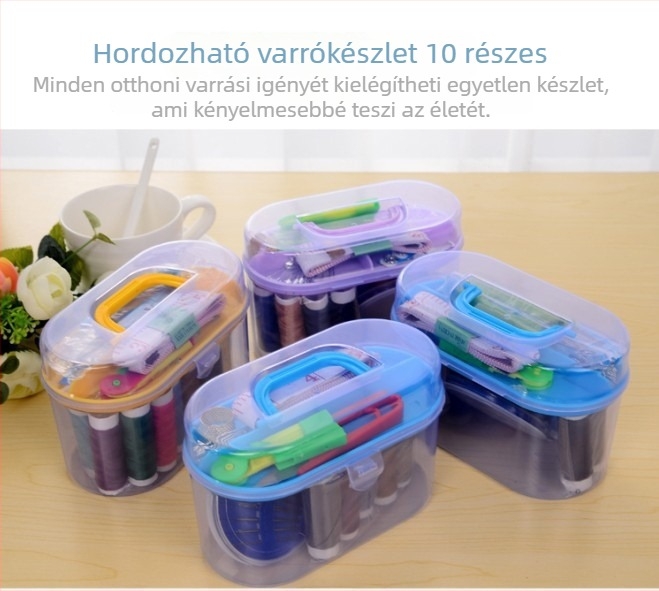 Junwei Hordozható Mini Varrókészlet – Otthoni DIY Varrás Készlet, Tároló Doboz, Kompakt