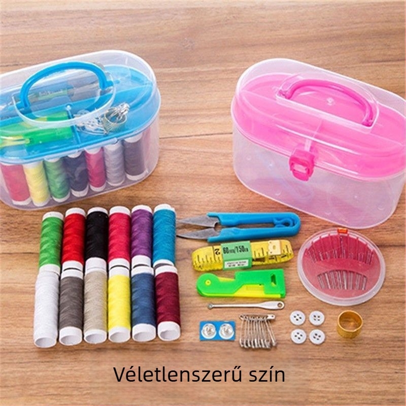 Junwei Hordozható Mini Varrókészlet – Otthoni DIY Varrás Készlet, Tároló Doboz, Kompakt