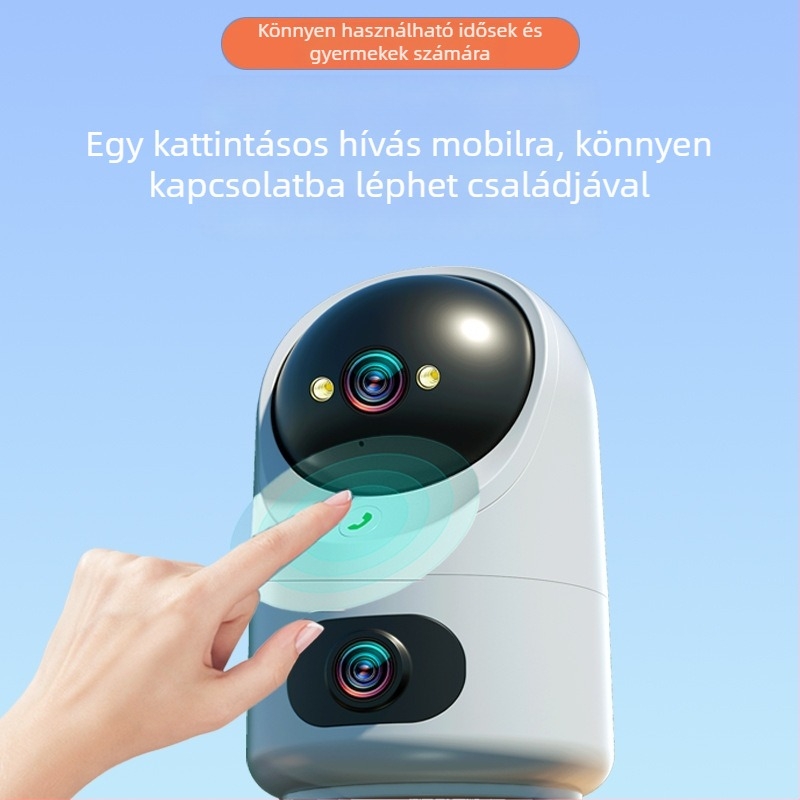 Vezeték nélküli beltéri megfigyelőrendszer dupla kijelzővel, éjszakai látással és kétirányú audió kommunikációval