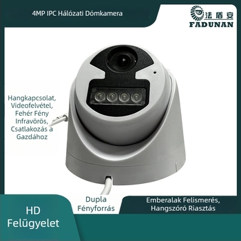 4MP emberi alak felismerésével és riasztással ellátott kamera, kettős fényforrás, félgömb alakú, teljes színű felvétel