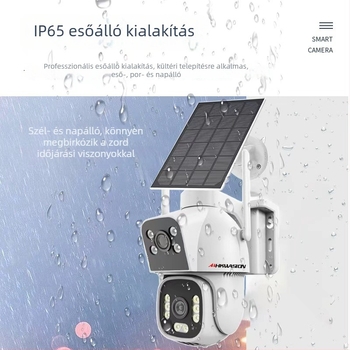 AIHKWASION Kültéri vízálló megfigyelő kamera, 4MP HD, kettős objektív, napelemes, AI kamera