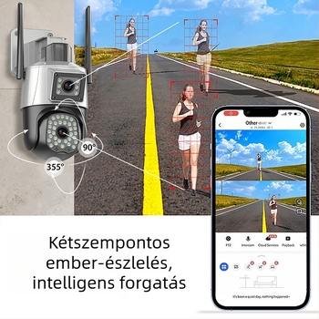 Vezeték nélküli Wi‑Fi kamera: 1080P felbontás, 4 mm objektív, éjszakai látás 30 m-ig, beltéri és kültéri használatra, 5V tápegység
