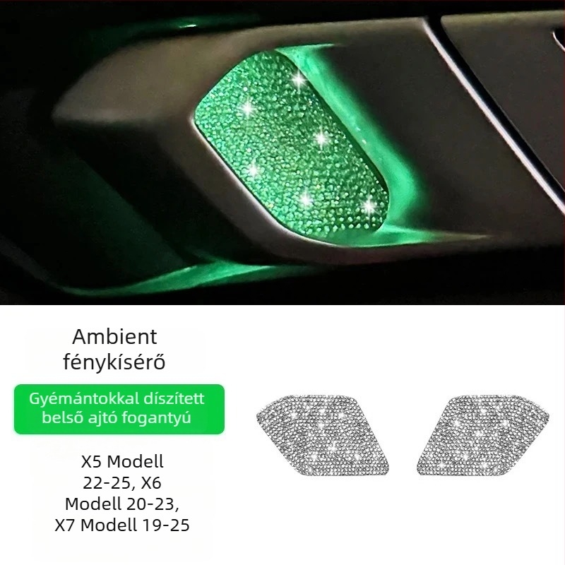 Autó belső ajtó rekeszének dekoratív matricája rhinestone elemekkel, Snblo márka, univerzális felhasználás, visszapillantó tükör kupak