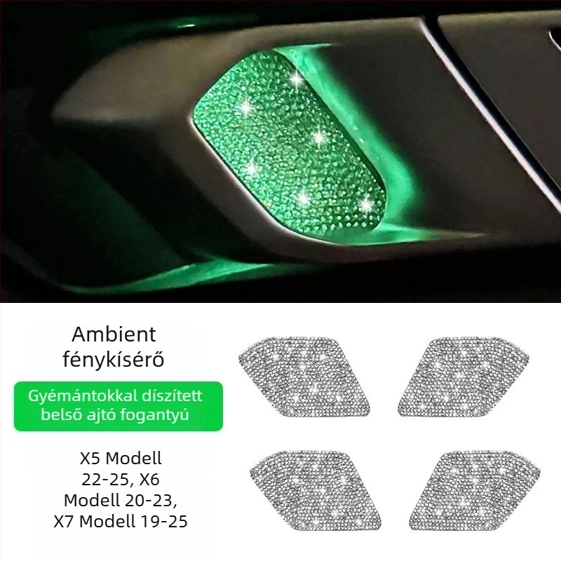 Autó belső ajtó rekeszének dekoratív matricája rhinestone elemekkel, Snblo márka, univerzális felhasználás, visszapillantó tükör kupak