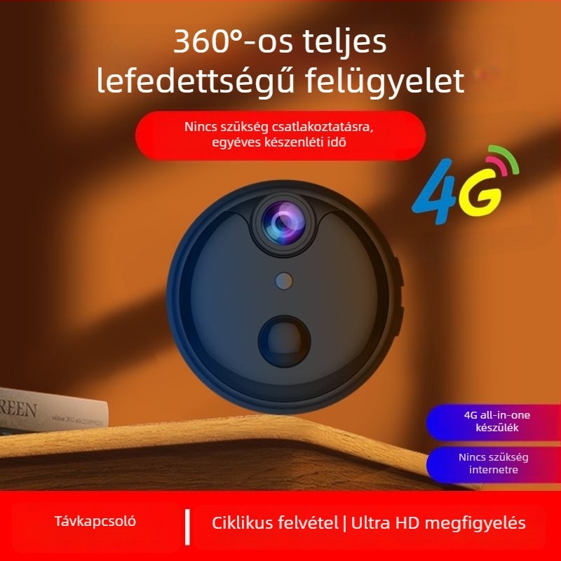 4G-s minden-egyben vezeték nélküli otthoni kamera hosszú készenléttel és újratölthető monitorral