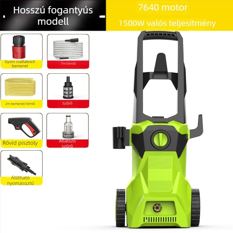 Vertikális magasnyomású autómosó – 220V, 1400W, 150 bar, 10 L/perc, otthoni használatra