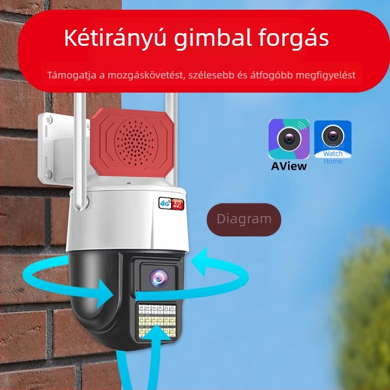 Kültéri 4G-es vezeték nélküli kamera otthoni használatra, beépített adatmentes távoli felügyelettel mobiltelefonon