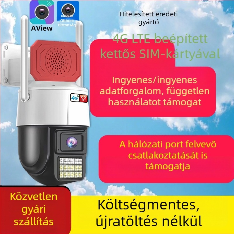 Kültéri 4G-es vezeték nélküli kamera otthoni használatra, beépített adatmentes távoli felügyelettel mobiltelefonon