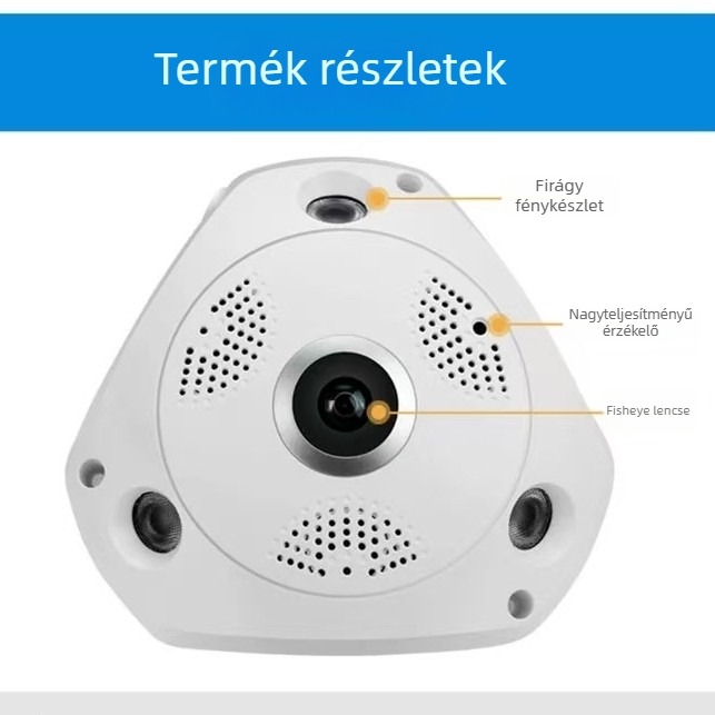 Vezeték nélküli IP kamera beltéri megfigyeléshez, 1080P, 1.8 mm objektív, IR 15 m-ig, 0,1 lux, 12V tápegység