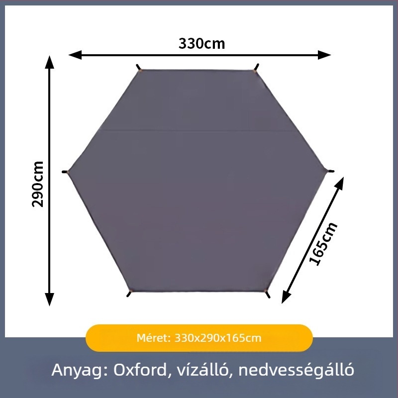 Hexagonális sátorpadló – kopásálló, vízálló és nedvességálló PE alátét kempingezéshez (több személyre, összekapcsolható)