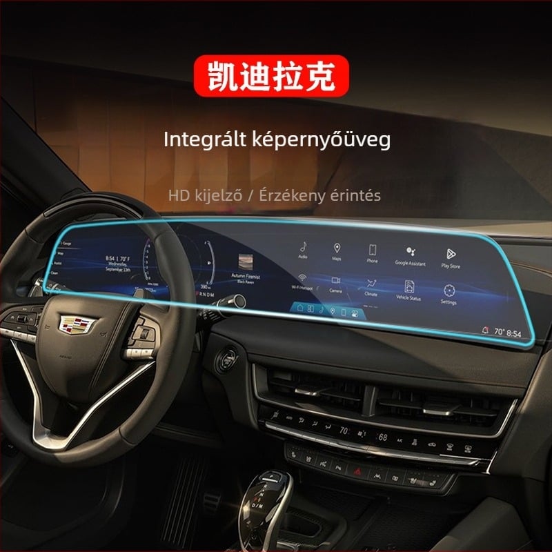 Cadillac XT5 navigációs képernyőre szánt karcálló üvegvédő 2024–2025, CT5 CT6 XT4; egy darabos formázás, ujjlenyomat-mentes