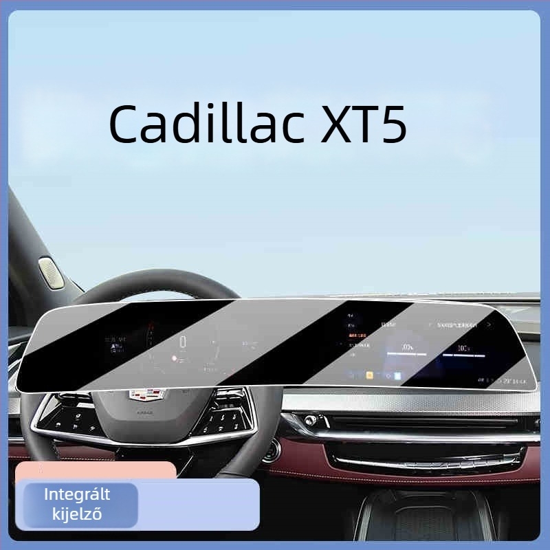 Cadillac XT5 navigációs képernyőre szánt karcálló üvegvédő 2024–2025, CT5 CT6 XT4; egy darabos formázás, ujjlenyomat-mentes