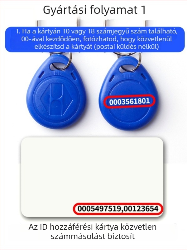 IC hozzáférési kártya ajtókhoz és liftekhez, modell ICID, epoxi kulcstartóval; alkalmazás: ajtók és liftek; anyag: egyéb