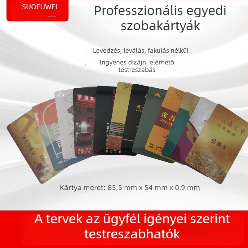 Szállodai ajtóhoz hozzáférési kártya T5577 chippel — érintkezős IC-kártya, 1024 tárkapacitás, írási ciklusok >100000, működési hőmérséklet -20–85°C