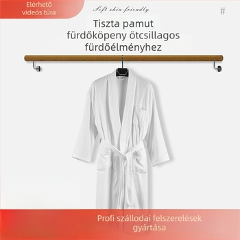 Szállodai stílusú fürdőköntös, uniszex, wafelszövésű pamut anyagból, 100% pamut, nyár, 800 g