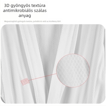 Szállodai stílusú fürdőköntös, uniszex, wafelszövésű pamut anyagból, 100% pamut, nyár, 800 g