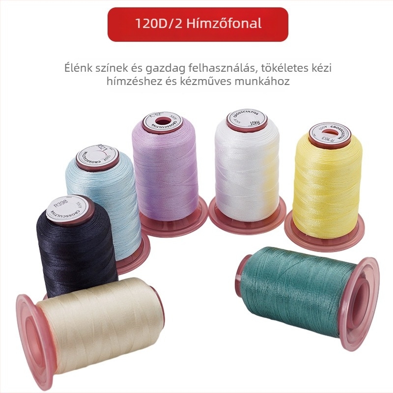Hímzőfonal, 120D poliészter, 550 yd hossz, 60 darab készlet, márka Cloth three