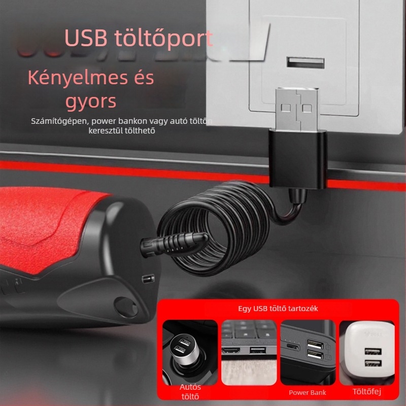 Textilvágó elektromos olló – kézben tartható, vezeték nélküli varrógé olló, Juwei, újratölthető lítium akkumulátor, 4.2V, 110–220V kompatibilis