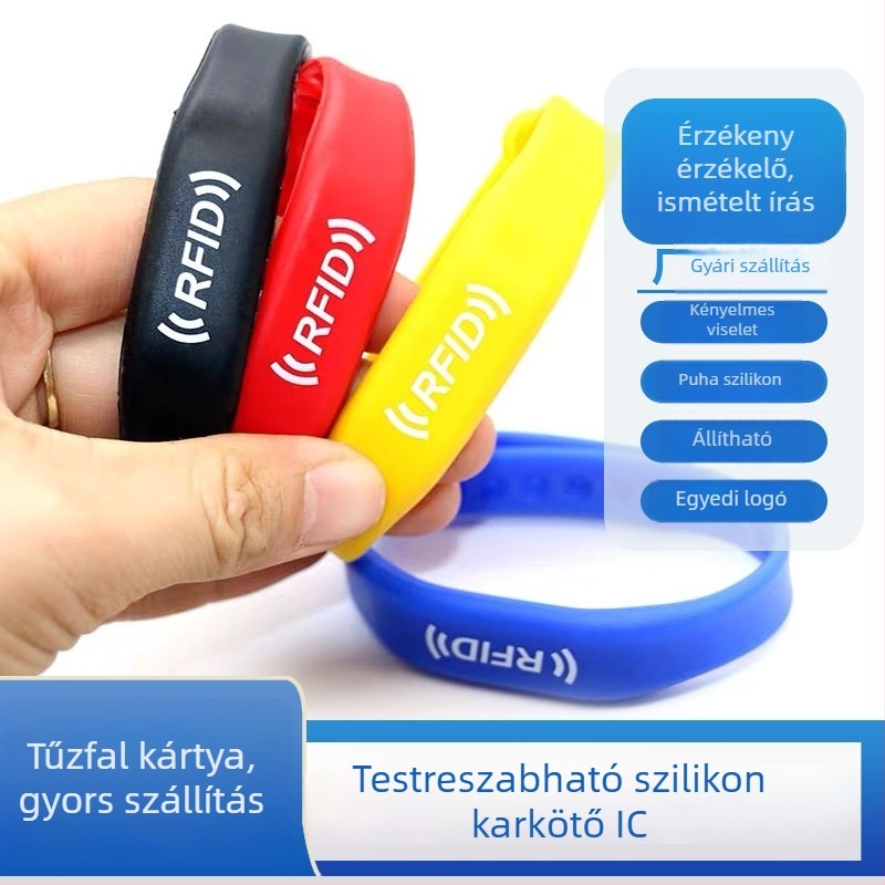 Okos IC-kártya karkötő — vízálló, átírható, szilikonból, érintkezős IC-vel, hozzáférésre (szauna, uszoda, lift)