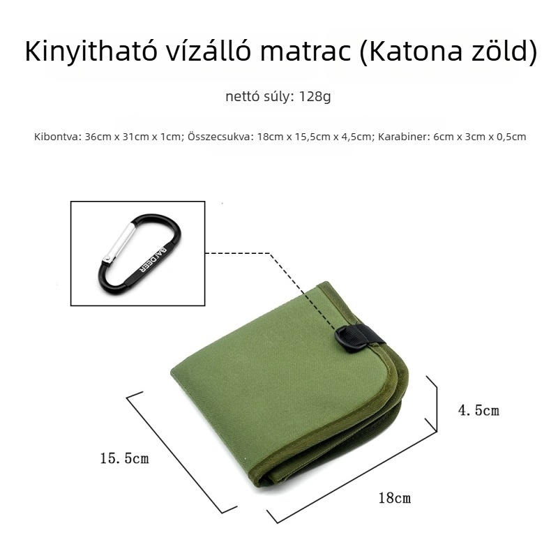 Kempingezéshez használható összecsukható talajmat, vízálló, Oxford anyagból, 128 g, egy személyre