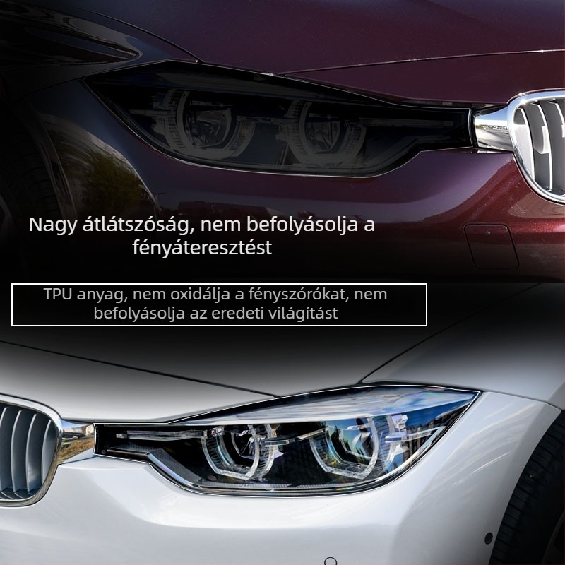 BMW 3-as sorozathoz TPU lámpavédő fólia (2013–2019, 2020–2022), füstös lámpák átlátszó védőréteggel a karcolások ellen
