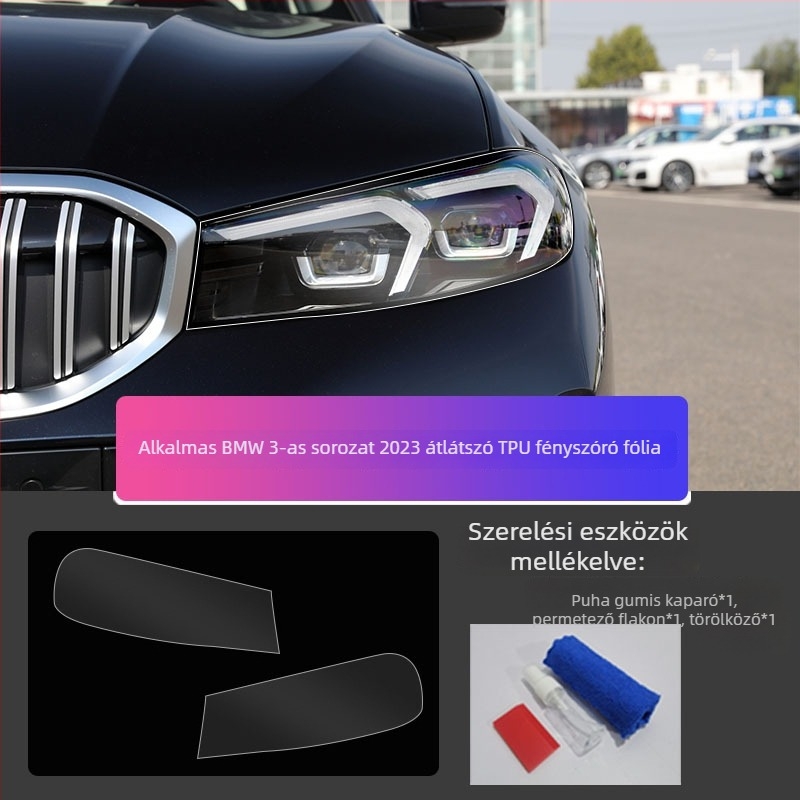 BMW 3-as sorozathoz TPU lámpavédő fólia (2013–2019, 2020–2022), füstös lámpák átlátszó védőréteggel a karcolások ellen
