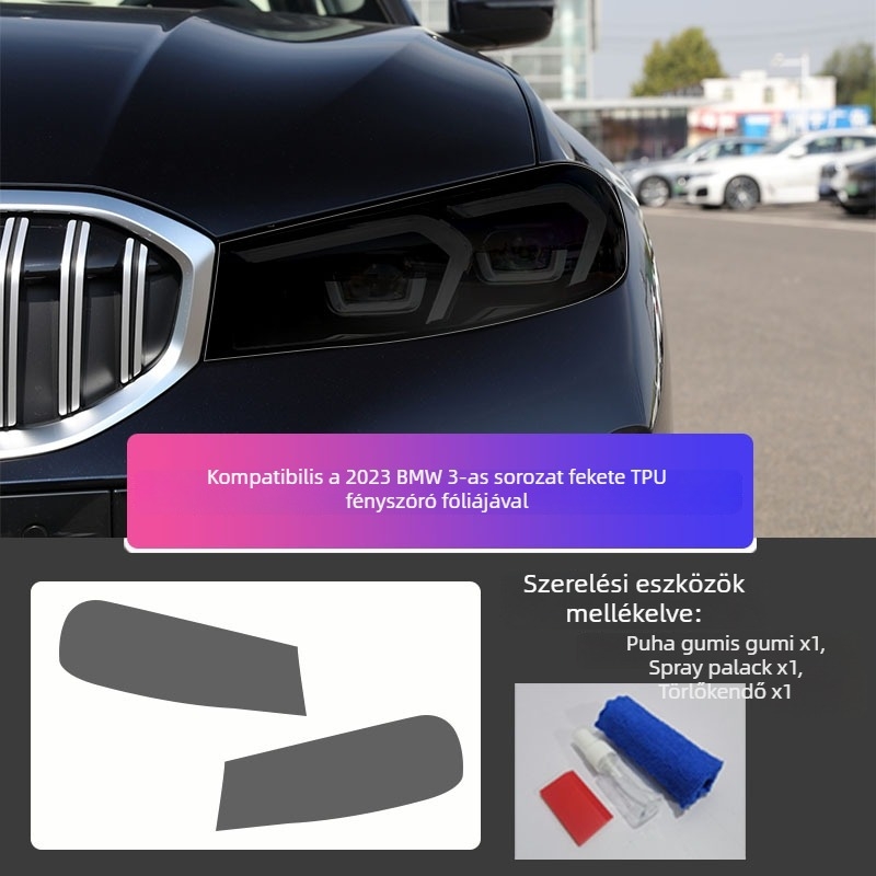 BMW 3-as sorozathoz TPU lámpavédő fólia (2013–2019, 2020–2022), füstös lámpák átlátszó védőréteggel a karcolások ellen