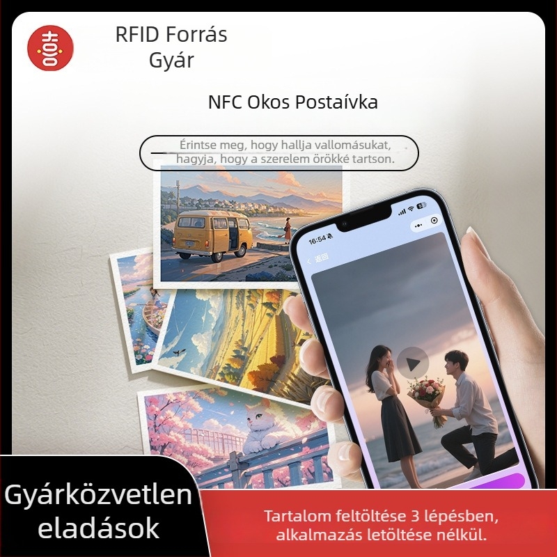 NFC képeslap – testreszabható ballagási emlék, esküvői meghívó és üdvözlőlapok; edzett üveg; márka Heekgoo