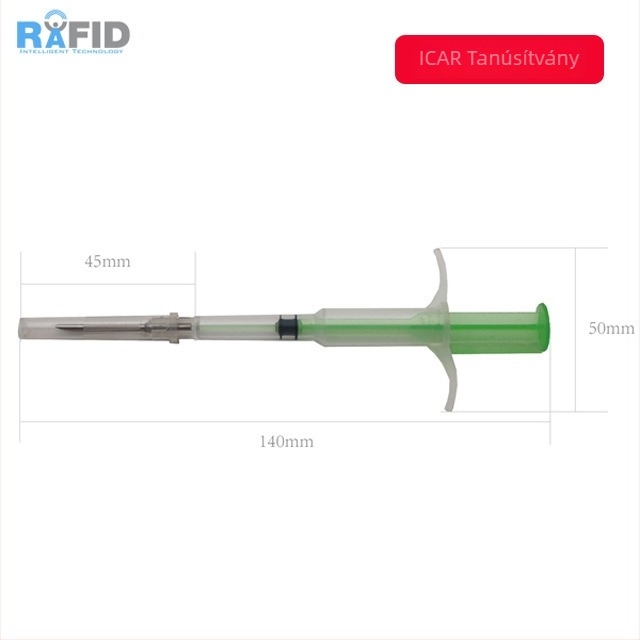 RFID üvegcső implantátum címke háziállatoknak - érintésmentes intelligens kártya, 512 memória, 100k írás/törlés ciklus, -25–85 °C, EO sterilizáció